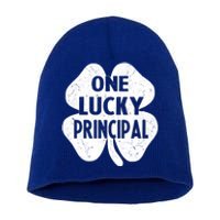 One Lucky Principal Gift Teacher St Patricks Day Shamrock Cute Gift Short Acrylic Beanie