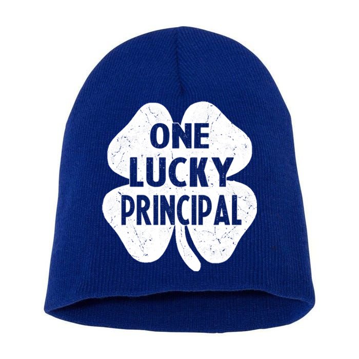 One Lucky Principal Gift Teacher St Patricks Day Shamrock Cute Gift Short Acrylic Beanie