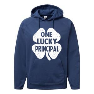 One Lucky Principal Gift Teacher St Patricks Day Shamrock Cute Gift Performance Fleece Hoodie