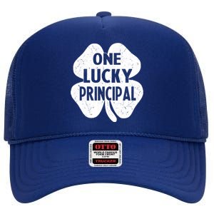 One Lucky Principal Gift Teacher St Patricks Day Shamrock Cute Gift High Crown Mesh Back Trucker Hat