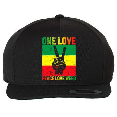 One Love Pride Jamaica Caribbean Rasta Vacation Wool Snapback Cap