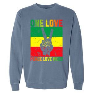 One Love Pride Jamaica Caribbean Rasta Vacation Garment-Dyed Sweatshirt