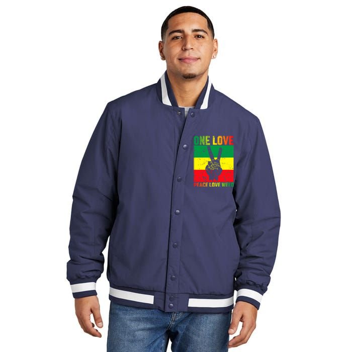 One Love Pride Jamaica Caribbean Rasta Vacation Insulated Varsity Jacket