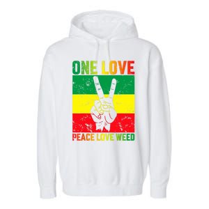 One Love Pride Jamaica Caribbean Rasta Vacation Garment-Dyed Fleece Hoodie