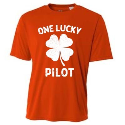 One Lucky Pilot St Patricks Day Green Shamrock Leaf Cooling Performance Crew T-Shirt