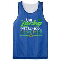 One Lucky Preschool Teacher St Patrick's Day For Teacher Cool Gift Mesh Reversible Basketball Jersey Tank