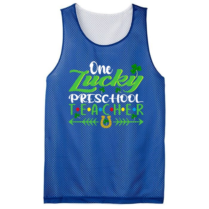 One Lucky Preschool Teacher St Patrick's Day For Teacher Cool Gift Mesh Reversible Basketball Jersey Tank