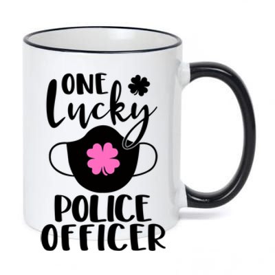 One Lucky Police Officer St Patrick's Day Cop Gift 11oz Black Color Changing Mug