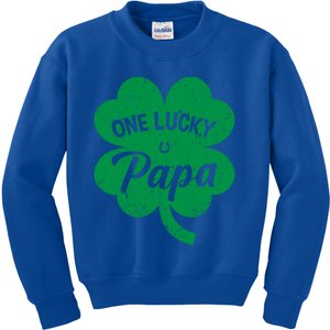 One Lucky Papa Shamrock Four Leaf Clover St Patricks Day Mom Cool Gift Kids Sweatshirt