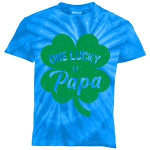 One Lucky Papa Shamrock Four Leaf Clover St Patricks Day Mom Cool Gift Kids Tie-Dye T-Shirt