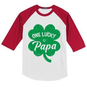 One Lucky Papa Shamrock Four Leaf Clover St Patricks Day Mom Cool Gift Kids Colorblock Raglan Jersey