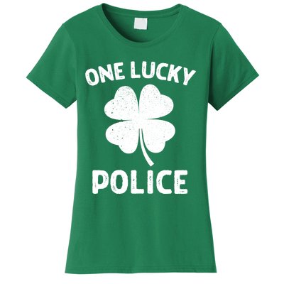 One Lucky Police St Patricks Day Green Shamrock Leaf Women's T-Shirt