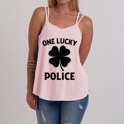 One Lucky Police St Patricks Day Green Shamrock Leaf Women's Strappy Tank