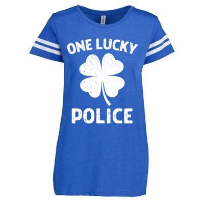 One Lucky Police St Patricks Day Green Shamrock Leaf Enza Ladies Jersey Football T-Shirt