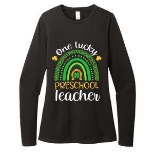 One Lucky Preschool Teacher St Patricks Day Teacher Rainbow Graphic Plus Size Womens CVC Long Sleeve Shirt