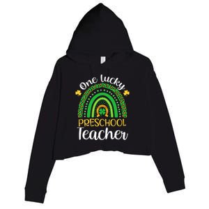 One Lucky Preschool Teacher St Patricks Day Teacher Rainbow Graphic Plus Size Crop Fleece Hoodie