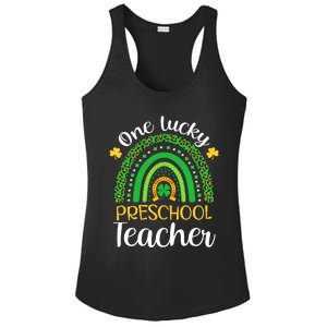 One Lucky Preschool Teacher St Patricks Day Teacher Rainbow Graphic Plus Size Ladies PosiCharge Competitor Racerback Tank