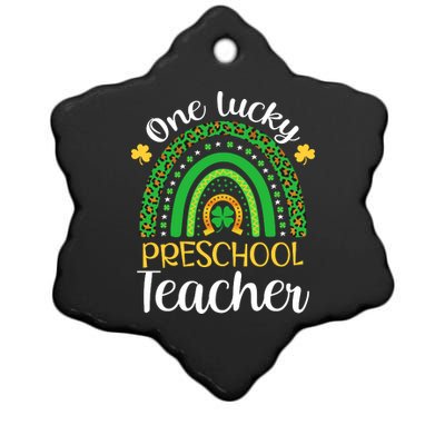 One Lucky Preschool Teacher St Patricks Day Teacher Rainbow Graphic Plus Size Ceramic Star Ornament