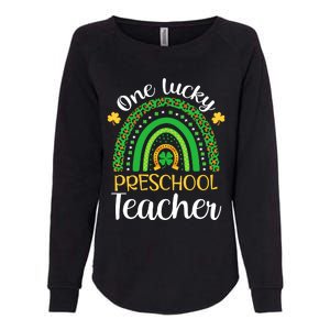 One Lucky Preschool Teacher St Patricks Day Teacher Rainbow Graphic Plus Size Womens California Wash Sweatshirt