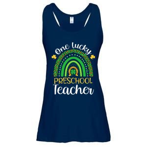 One Lucky Preschool Teacher St Patricks Day Teacher Rainbow Graphic Plus Size Ladies Essential Flowy Tank