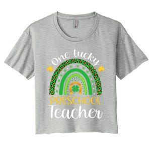 One Lucky Preschool Teacher St Patricks Day Teacher Rainbow Graphic Plus Size Women's Crop Top Tee