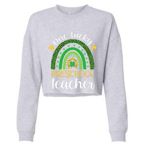 One Lucky Preschool Teacher St Patricks Day Teacher Rainbow Graphic Plus Size Cropped Pullover Crew