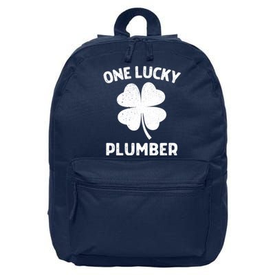 One Lucky Plumber St Patricks Day Green Shamrock Leaf 16 in Basic Backpack