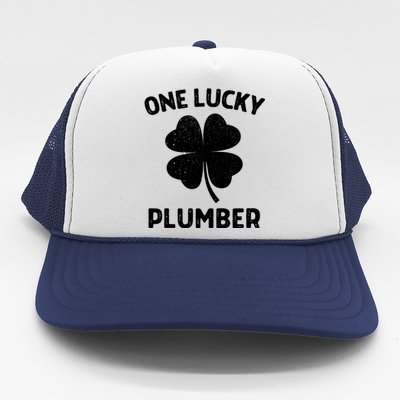 One Lucky Plumber St Patricks Day Green Shamrock Leaf Trucker Hat