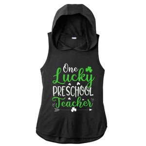 One Lucky Preschool Teacher St Patricks Day Irish Funny Ladies PosiCharge Tri-Blend Wicking Draft Hoodie Tank