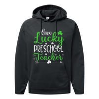 One Lucky Preschool Teacher St Patricks Day Irish Funny Performance Fleece Hoodie