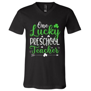 One Lucky Preschool Teacher St Patricks Day Irish Funny V-Neck T-Shirt