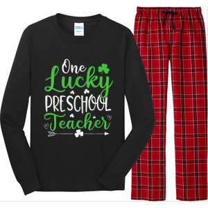 One Lucky Preschool Teacher St Patricks Day Irish Funny Long Sleeve Pajama Set