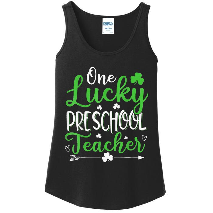 One Lucky Preschool Teacher St Patricks Day Irish Funny Ladies Essential Tank