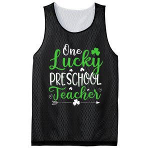 One Lucky Preschool Teacher St Patricks Day Irish Funny Mesh Reversible Basketball Jersey Tank