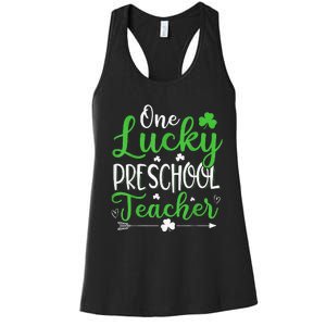 One Lucky Preschool Teacher St Patricks Day Irish Funny Women's Racerback Tank