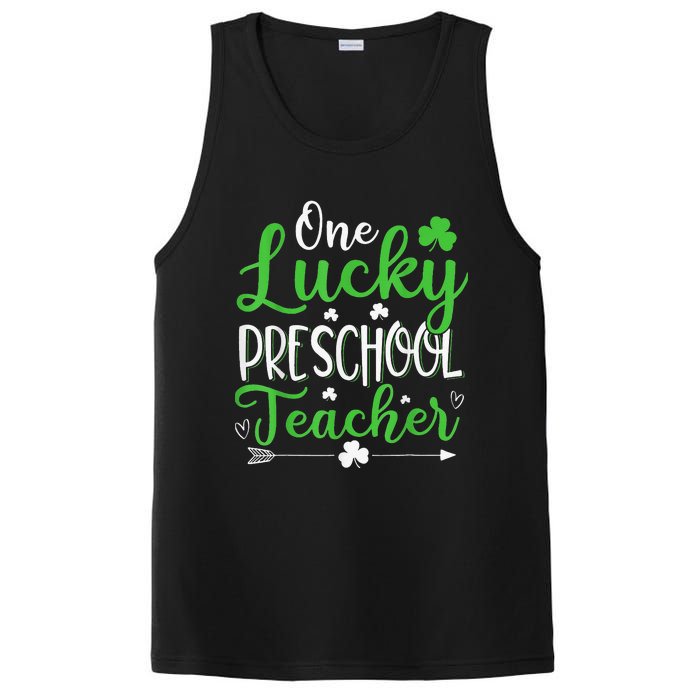 One Lucky Preschool Teacher St Patricks Day Irish Funny PosiCharge Competitor Tank