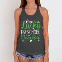 One Lucky Preschool Teacher St Patricks Day Irish Funny Women's Knotted Racerback Tank