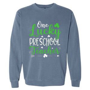 One Lucky Preschool Teacher St Patricks Day Irish Funny Garment-Dyed Sweatshirt