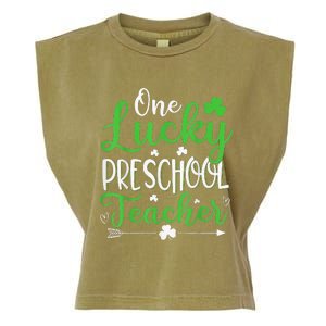 One Lucky Preschool Teacher St Patricks Day Irish Funny Garment-Dyed Women's Muscle Tee