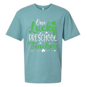 One Lucky Preschool Teacher St Patricks Day Irish Funny Sueded Cloud Jersey T-Shirt