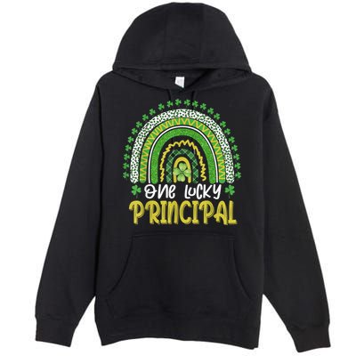 One Lucky Principal School Teacher St Patricks Day Rainbow Premium Pullover Hoodie