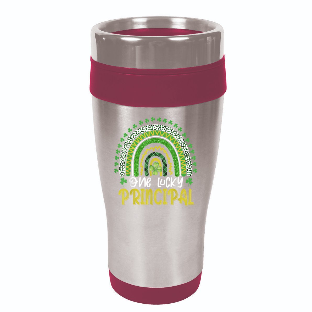 One Lucky Principal School Teacher St Patricks Day Rainbow 16oz Travel Tumbler