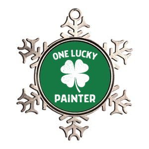 One Lucky Painter St Patricks Day Green Shamrock Leaf Metallic Star Ornament