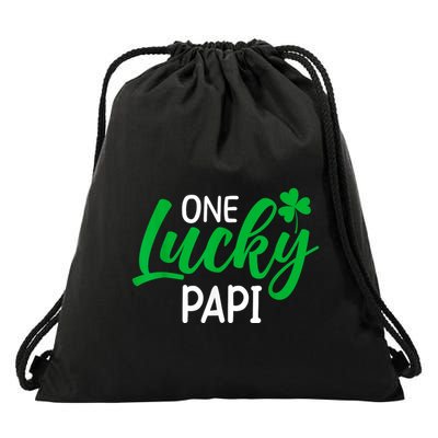 One Lucky Papi Funny St Patricks Day Gifts For Papi Drawstring Bag
