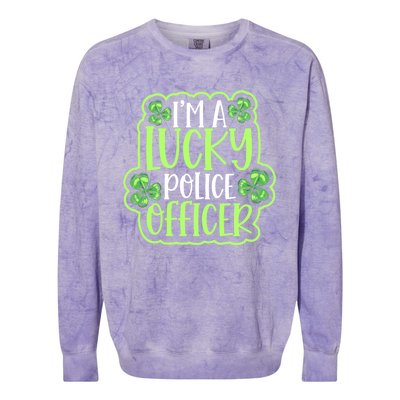 One Lucky Police Officer St Patricks Day Cool Gift Colorblast Crewneck Sweatshirt