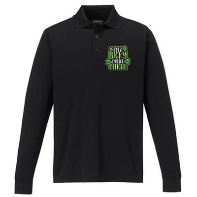 One Lucky Police Officer St Patricks Day Cool Gift Performance Long Sleeve Polo