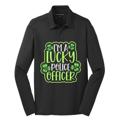 One Lucky Police Officer St Patricks Day Cool Gift Silk Touch Performance Long Sleeve Polo