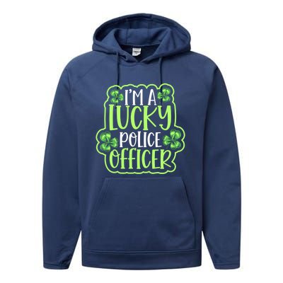 One Lucky Police Officer St Patricks Day Cool Gift Performance Fleece Hoodie