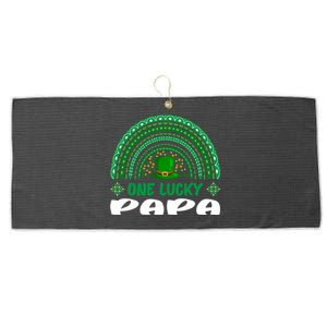 One Lucky Papa Gift St Patrick's Day Funny For Daddy Gift Large Microfiber Waffle Golf Towel