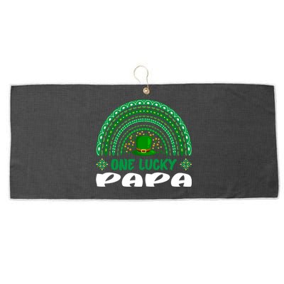 One Lucky Papa Gift St Patrick's Day Funny For Daddy Gift Large Microfiber Waffle Golf Towel